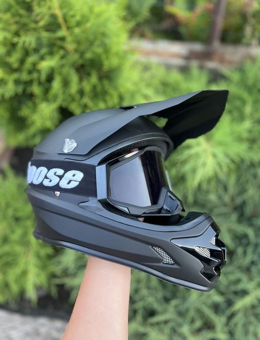 Кросовий мото шолом + окуляри