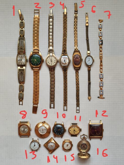 Часы женские жёлтые ссср