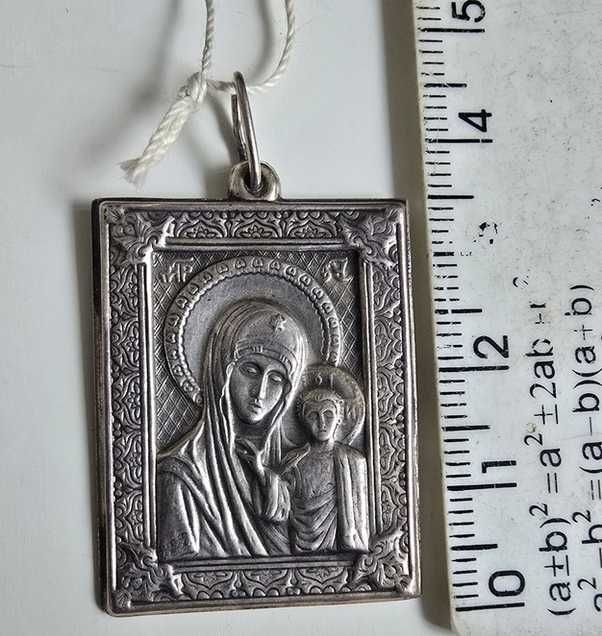 Иконка.Кулон.Ладанка.Казанская Бм.3.5*3.2см. По фото.серебро 925 по.