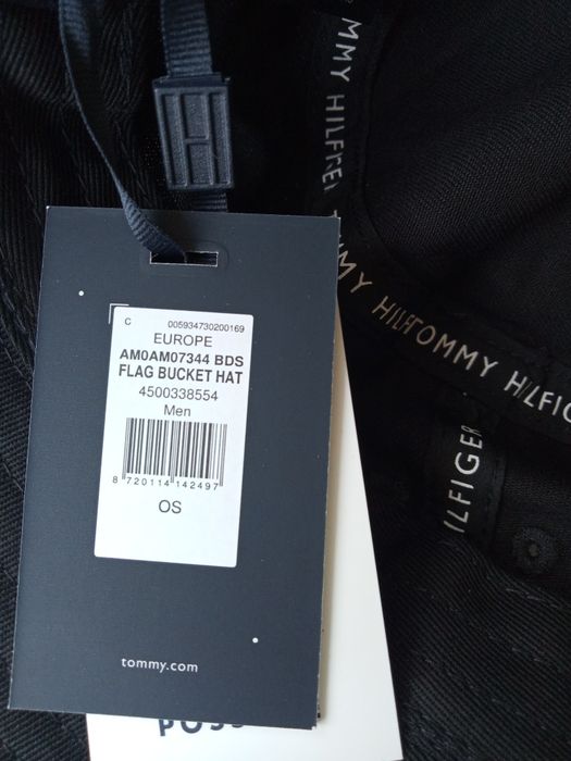 Nowy oryginalny kapelusz bucket hat Tommy Hilfiger czarny bawełna