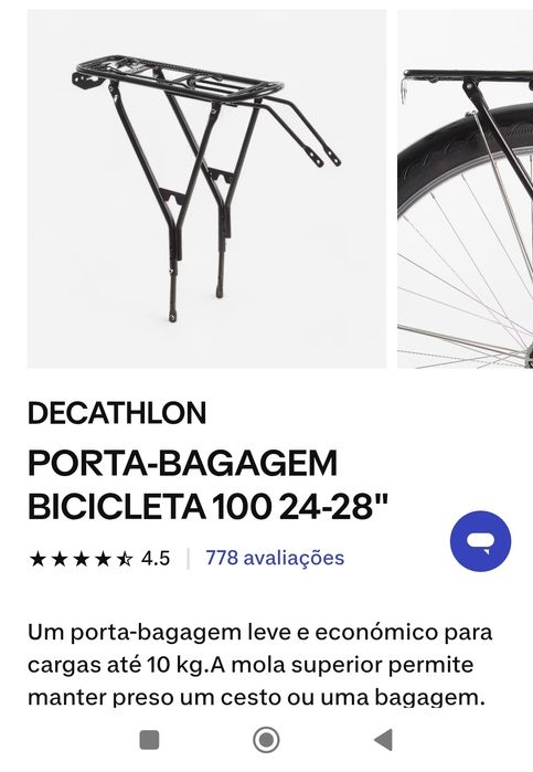 Porta-bagem para bicicleta (Rockrider/Decathlon)