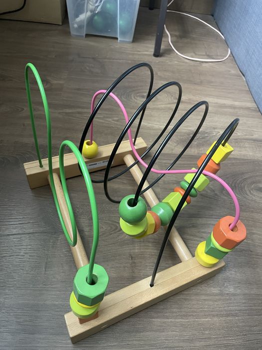 Przeplatnka gra edykacyjna koraliki drewniane Ikea