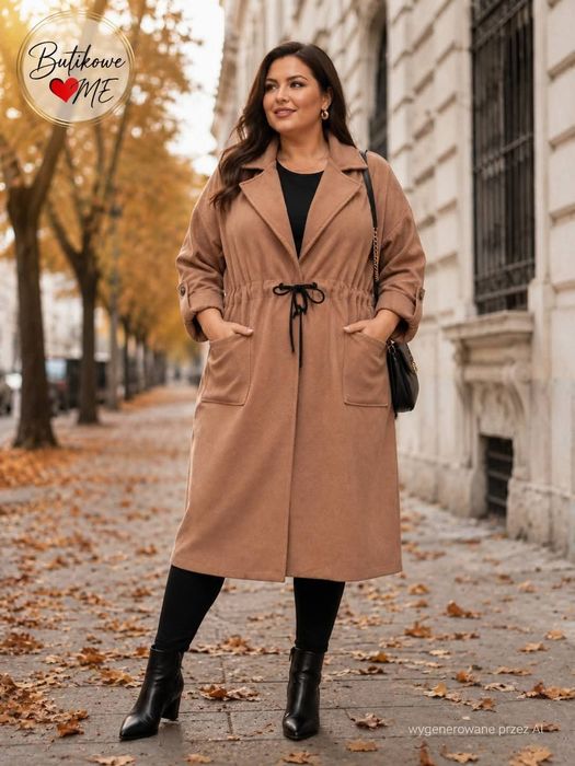 Różne kolory Płaszcz na guzik ze ściągaczem w pasie