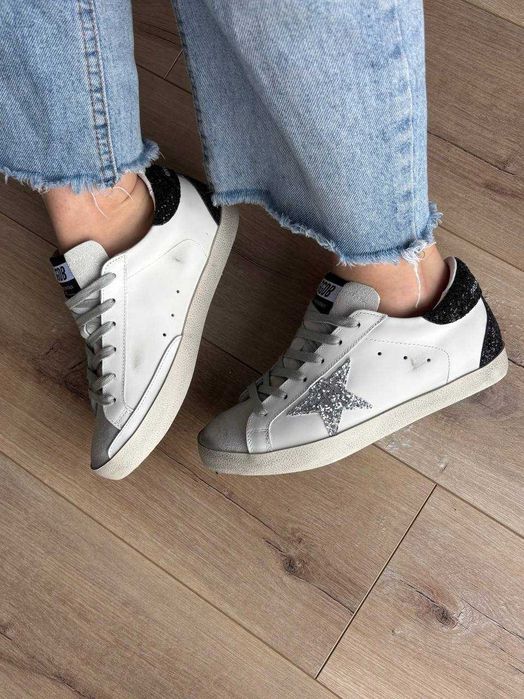 Кеди Golden Goose Glitter Star Silver / кеды Голден Чуз Гліттер білі