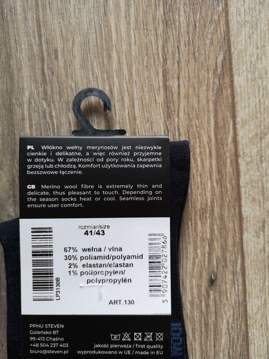 2x Skarpetki męskie merino wool wełniane NOWE 41-43