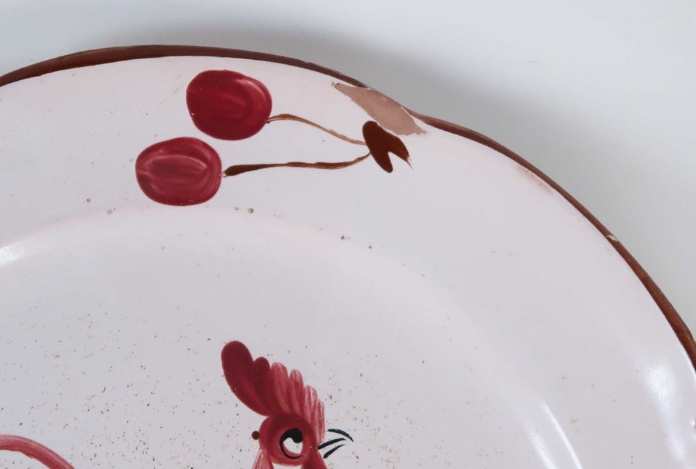 Dois pratos em faiança antiga Galos