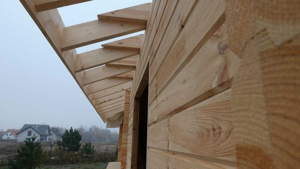 Domek drewniany letniskowy, całoroczny, 35 m2 ściana ,grubość  44mm