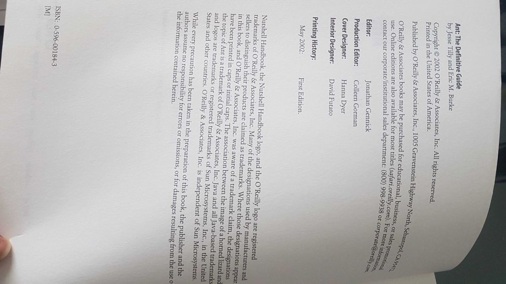 Livro técnico:"Ant: The Definitive Guide 1st Edition."