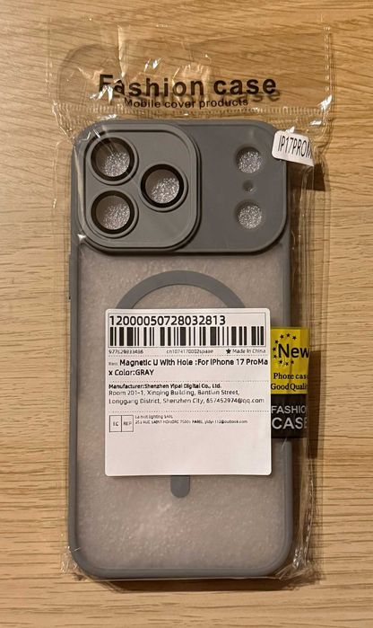 Etui iPhone 17 Pro Max MagSafe z osłoną aparatu półprzezroczyste szare