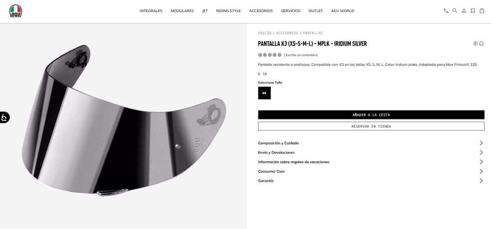 Viseira Agv K3 tamnho - Xs S M L