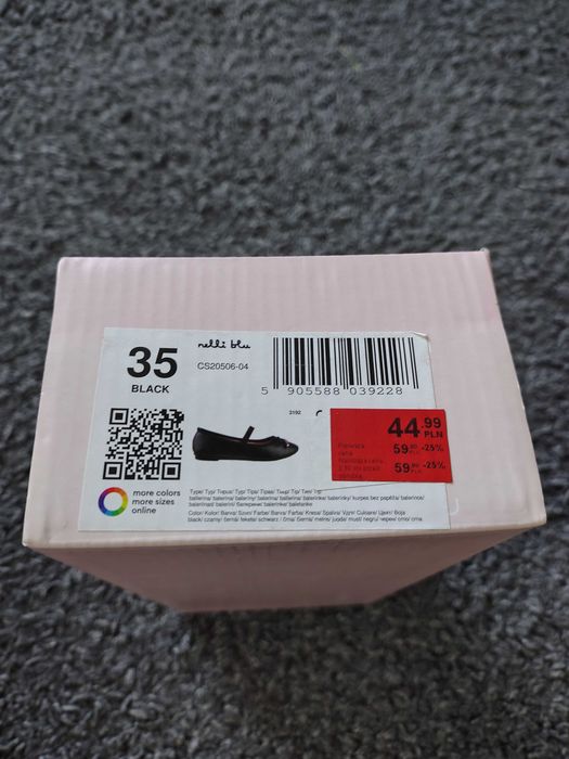 Czółenka czarne rozm.35 dla dziewczynki