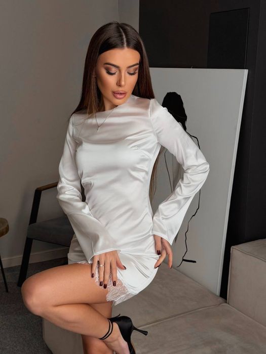 Женское платье шелк+кружево 42-46 черный,шоколад Жіноча сукня шовк