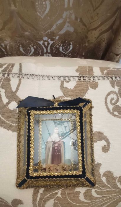 Arte Sacra Registo Santa Veludo Azul	 21 cm