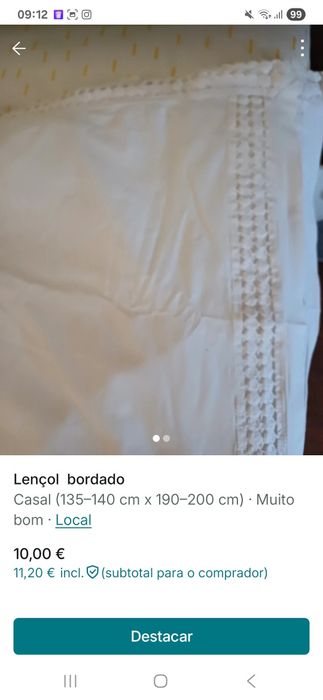 Lençol  Bordado  antigo