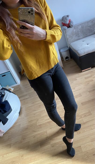 Musztardowy sweter sweterek h&m
