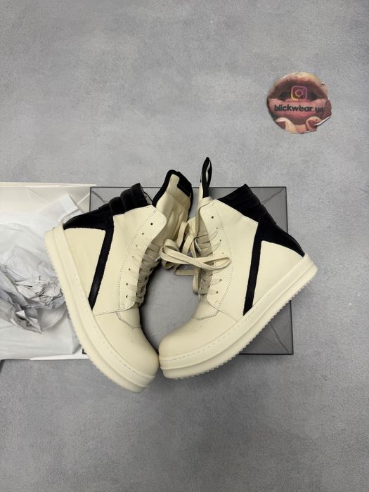 кеды кроссовки Rick Owens Geobasket 42 43 White black  raf simons