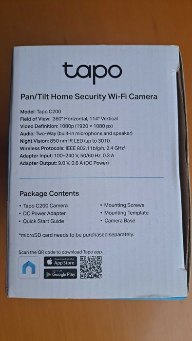 Câmara de Vigilância Wifi Tapo C200 Rotativa 360