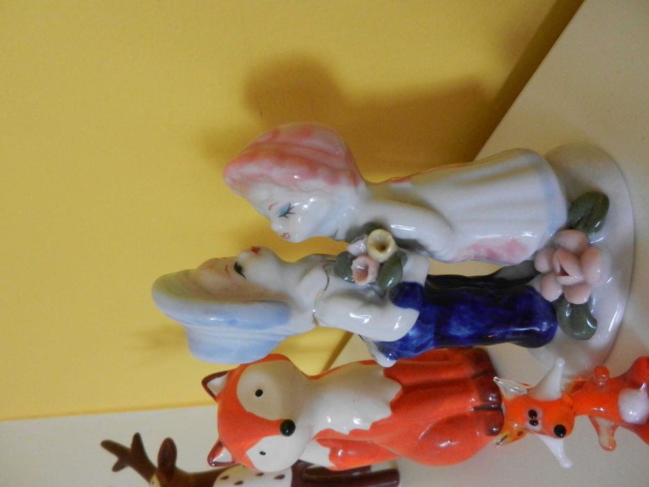 Figurki porcelanowe/ ceramiczne/ szklane, lis, jeleń, jeż, inne