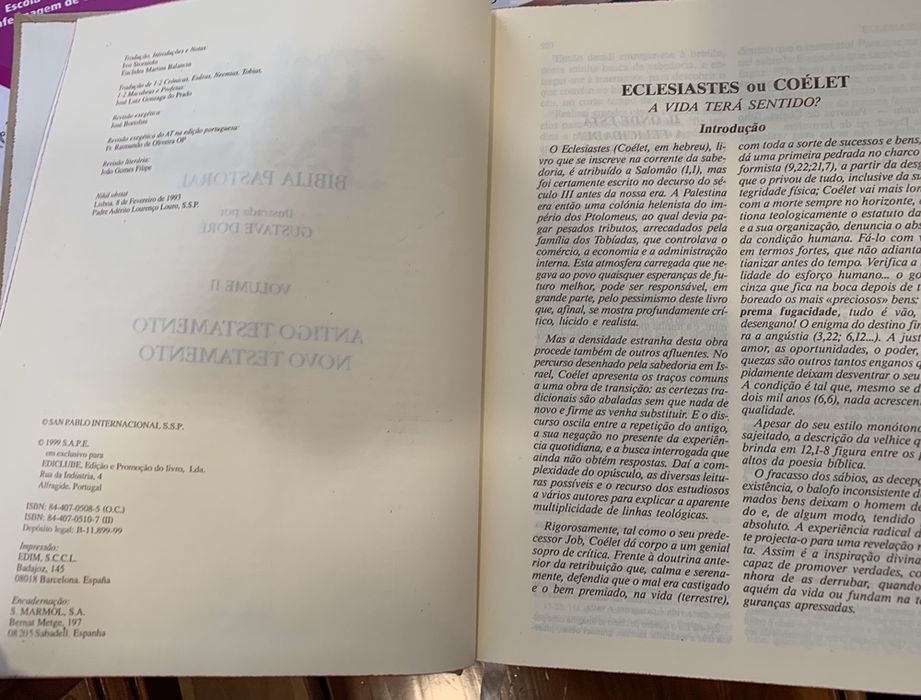 Bíblia Pastoral dois volumes Peças Históricas Únicas