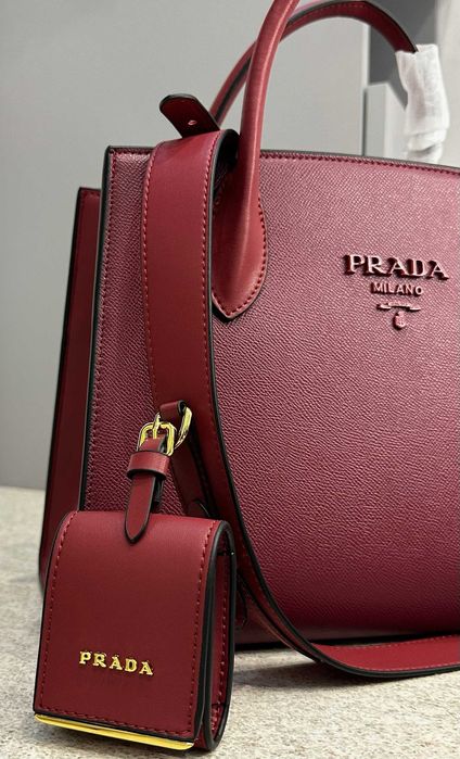 Сумка Prada бордова шкіряна / Женская кожаная сумка Прада бордо