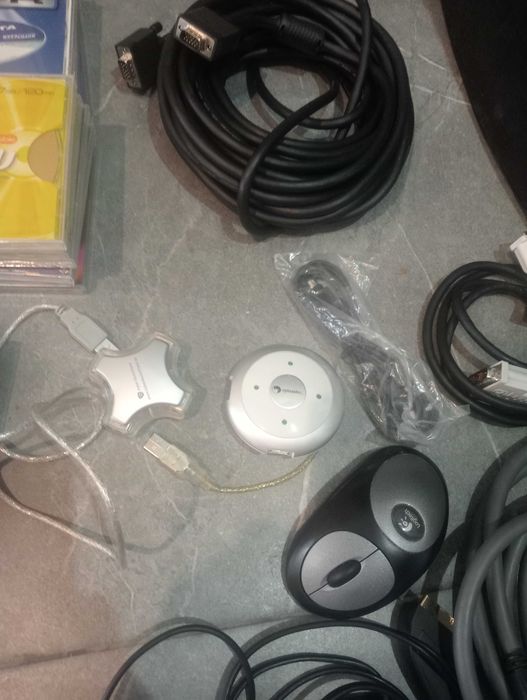 Zestaw płyt CD-R dvd-rw zasilacz kable router mega zestaw