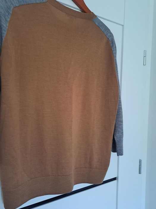 Sweter brązowo szary COS L merino