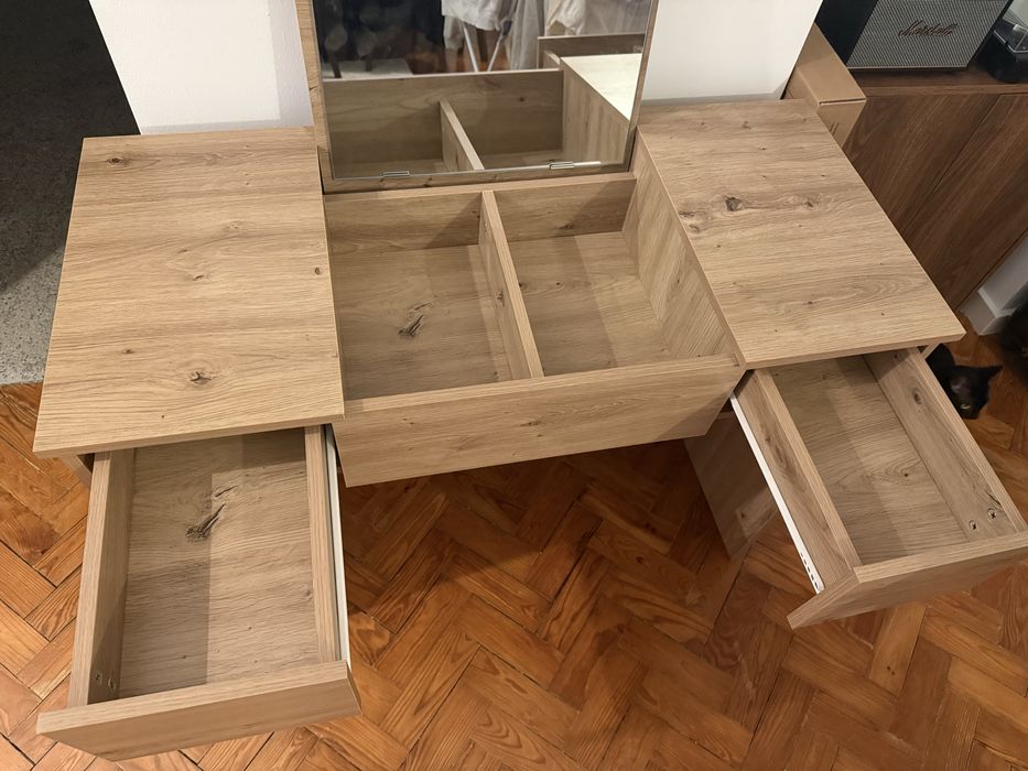 Toucador / Mesa de Cosméticos vidaXL – Carvalho Artesanal