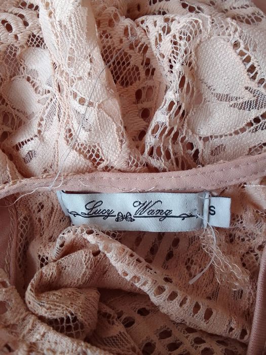 Sukienka midi beżowa koronkowa S nowa