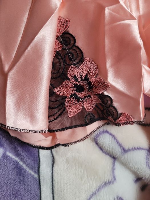 Mega Szlafrok Satynowy S M L Polski Koronkowy