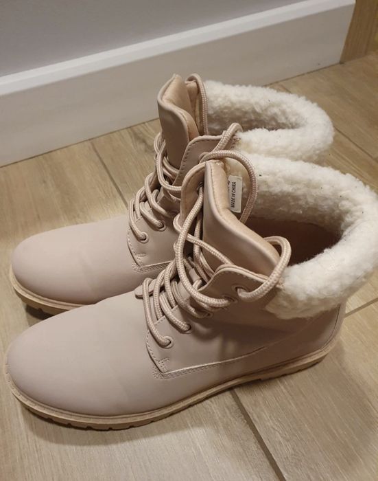 Botki workery pudrowy róż r.40 jak nowe