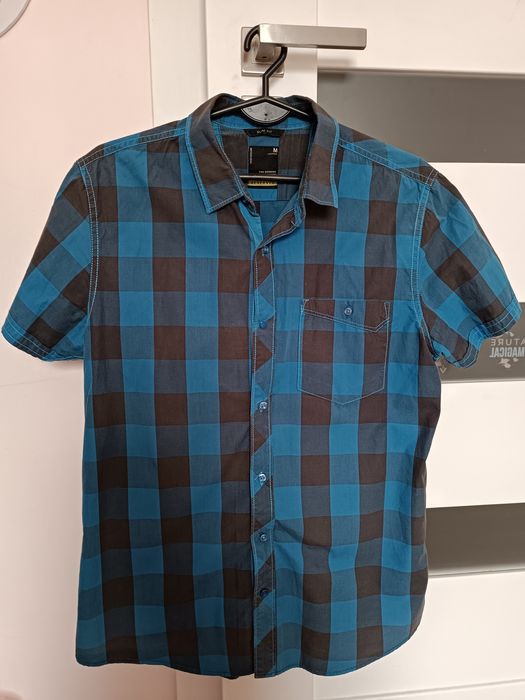 Niebieska koszula w kratę z krótkim slim fit Reserved M