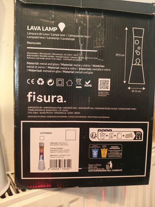 Lampa typu lawa biała fisura