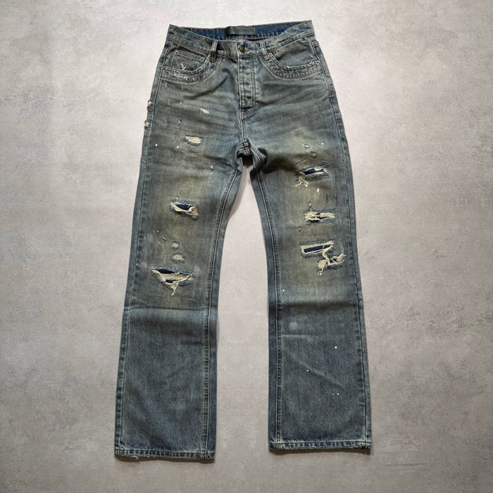 Джинсы рваные No Faith Studios distessed blue denim archive