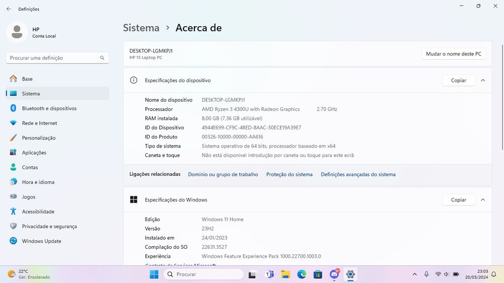 Portátil HP 15s-eq1025np