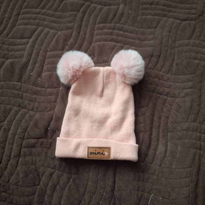 Шапочка mini з помпонами рожева
