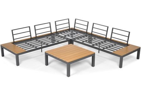 Narożnik aluminiowy ogrodowy BALI premium stolik deska zestaw mebli