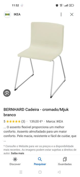 4 cadeiras pele de jantar novas