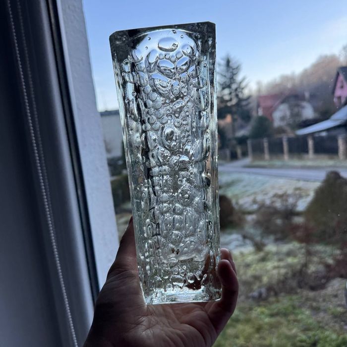 Szklany Wazon Bąble Hortensja PRL