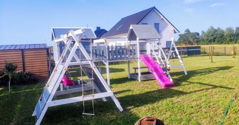 MONTAŻ GRATIS Plac zabaw Domek mostek Ścianka Bocianie gniazdo Piaskow