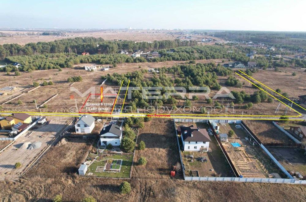 Бобриця Продаж земельної ділянки 6,2 соток, 13 кВт електрики Хороше місце поруч ЛІС