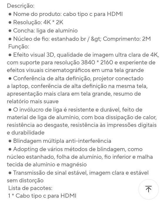 Cabo HDMI para tipo C