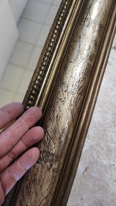 Srebrne stare lustro antyk - stara tafla i srebrzona rama