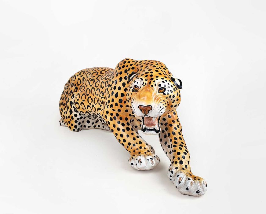Lampart Leopard Gepard Figura Ceramiczna vintage Made In Italy