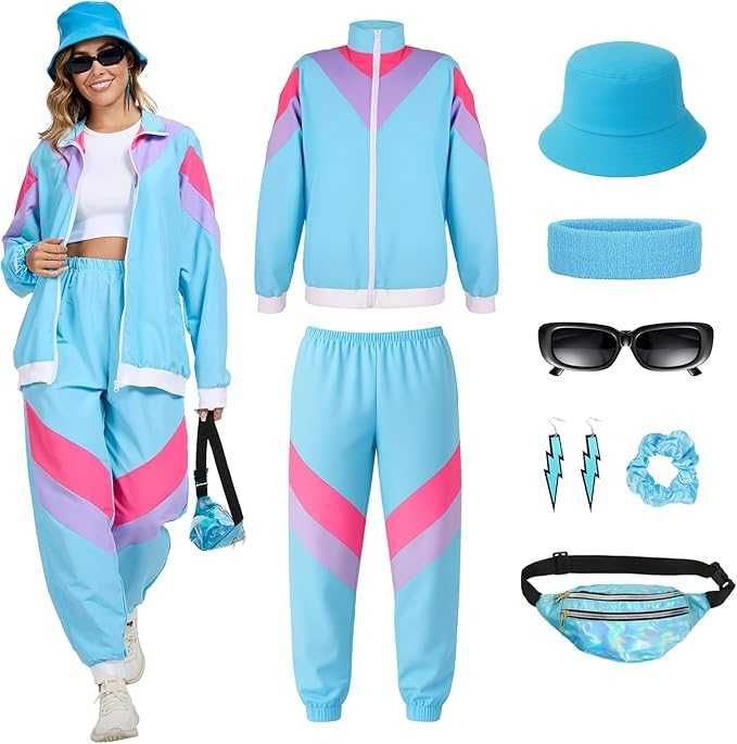 JasGood Strój w stylu retro, lata 80., lata 90 XL