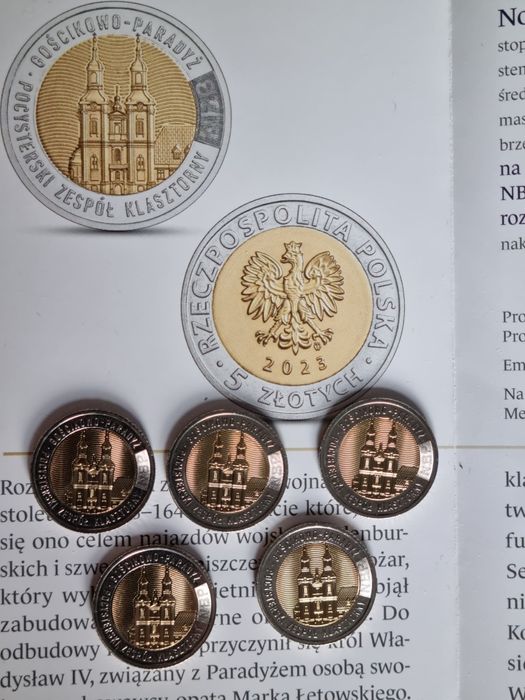 5 sztuk 5zł okolicznościowe Gościkowo Paradyż zespół klasztorny 2023