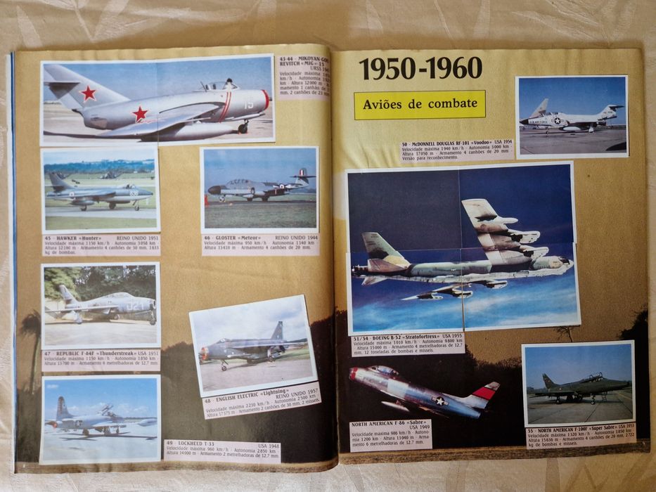 Caderneta panini aviões de 1995, 89% completa