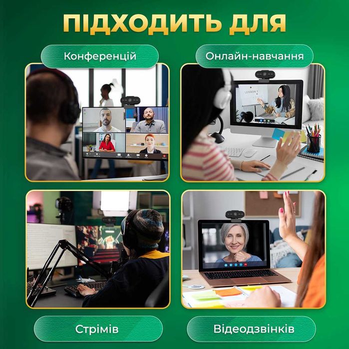 Веб камера full HD 1080P для комп'ютера з вбудованим мікрофоном