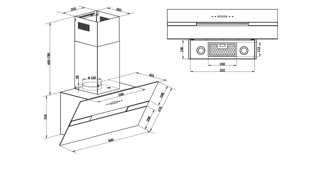 Okap PKM S25-90AWTH [2 lata gwar] A / 50 kWh / 90 cm / 631 m³/h