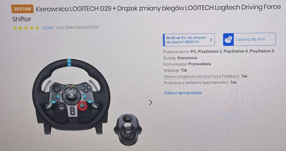 Kierownica g29 + shifter