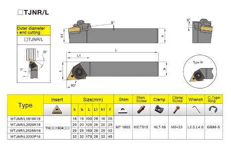 Резец токарный, державка WTJNR1616H16, SVJC*1616H16